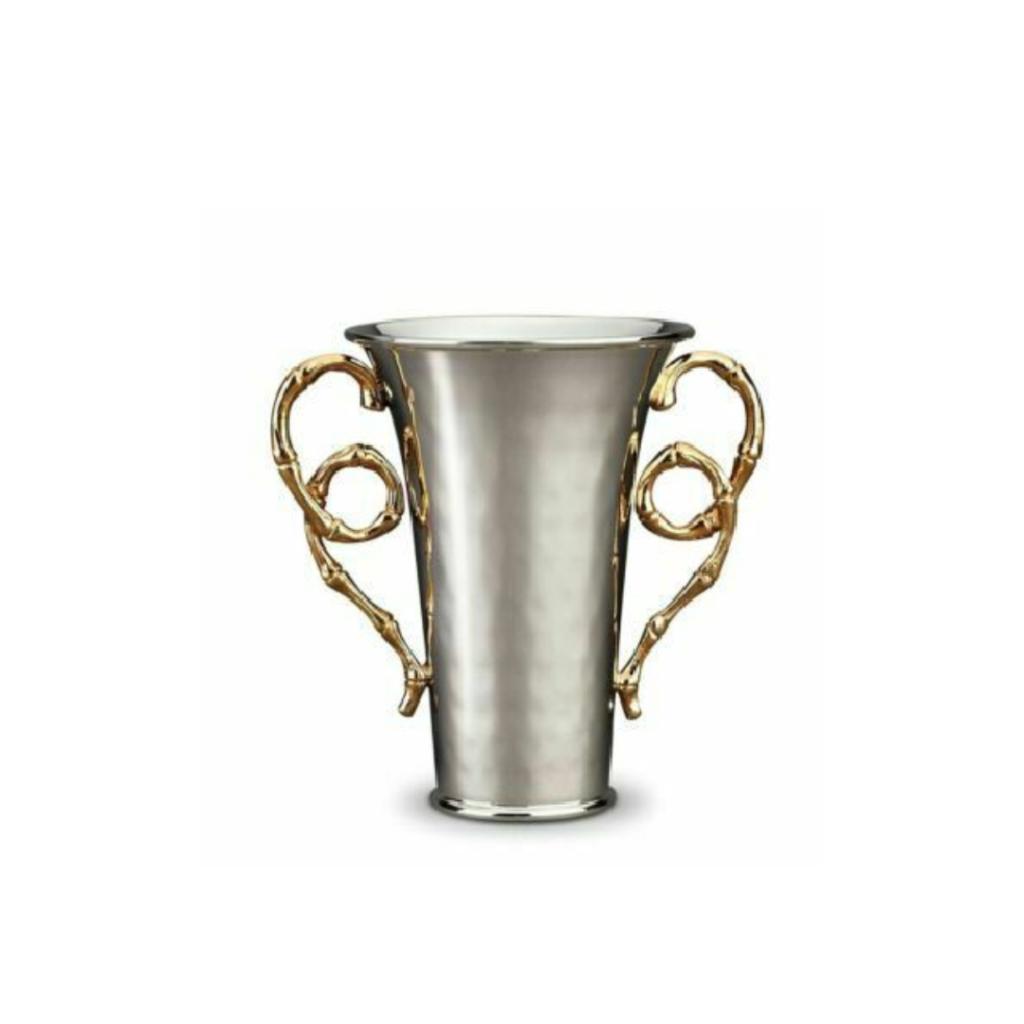 Nickel Plated Small Vase With Faux Bamboo Handles Elite Graha Cipta