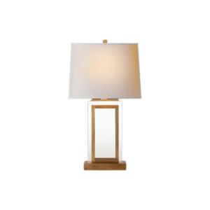 Crystal Panel Table Lamp in Antique-Burnished