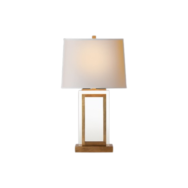 Crystal Panel Table Lamp in Antique-Burnished