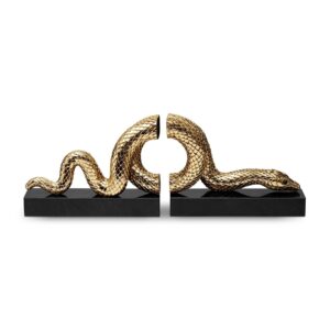 Snake Gold Bookend - Set Of 2