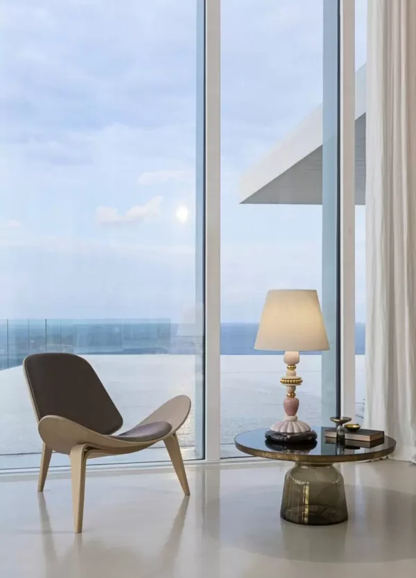 Firefly Table Lamp. Pink and Golden Luster. (CE)