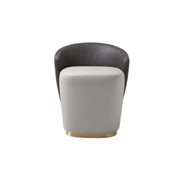 Stainless steel PU Pouf. Brushed Champagne Gold