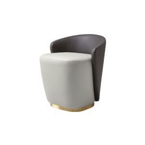 Stainless steel PU Pouf. Brushed Champagne Gold
