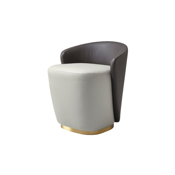 Stainless steel PU Pouf. Brushed Champagne Gold