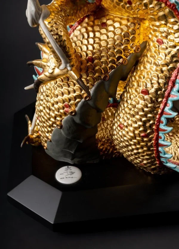 Protective Dragon Sculpture Gold. Limited Edition