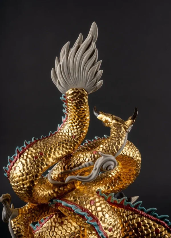 Protective Dragon Sculpture Gold. Limited Edition