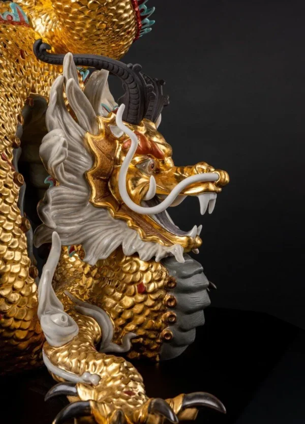 Protective Dragon Sculpture Gold. Limited Edition