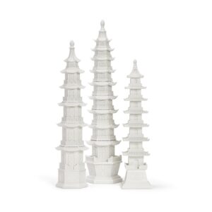 Two's Company - Set of 3 White Pagodas