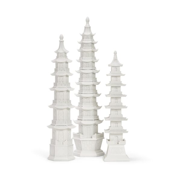 Two's Company - Set of 3 White Pagodas