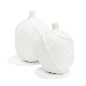 Two's Company - Set of 2 Matte Carved Ridges Vase