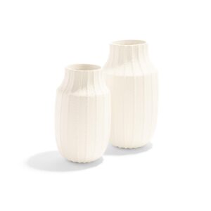 Two's Company - Set of 2 Ribbed Linen Textured Vase