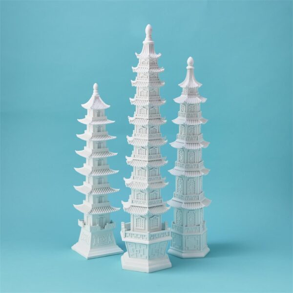 Two's Company - Set of 3 White Pagodas