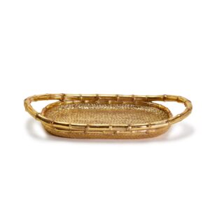 Two's Company - Gold Faux Bamboo Serving Tray