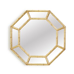 Two's Company - Golden Bamboo Fretwork Octagonal Wall Mirror