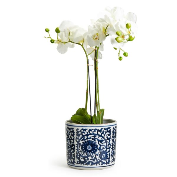Two's Company - Blue & White Lotus Flower Vase/Pl