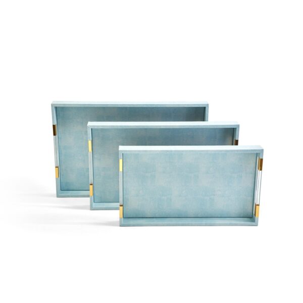Two's Company - Set of 3 Aqua Decorative Rectangle Trays