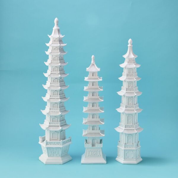 Two's Company - Set of 3 White Pagodas
