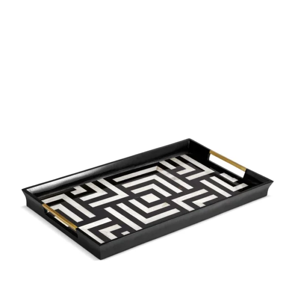 Dedale black & white tray – large