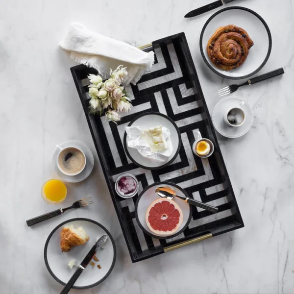 Dedale black & white tray – large