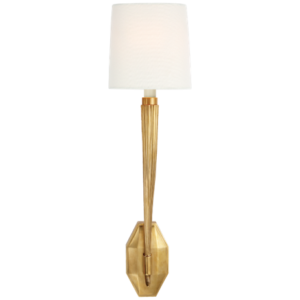 Ruhlmann Single Sconce in Antique- Burnished Brass with Linen Shade