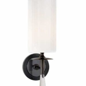 Drunmore Single Sconce in Bronze and Crystal with White Glass Shade