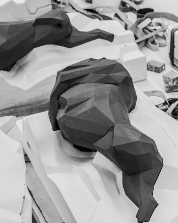 Lion Sculpture. Matte Black