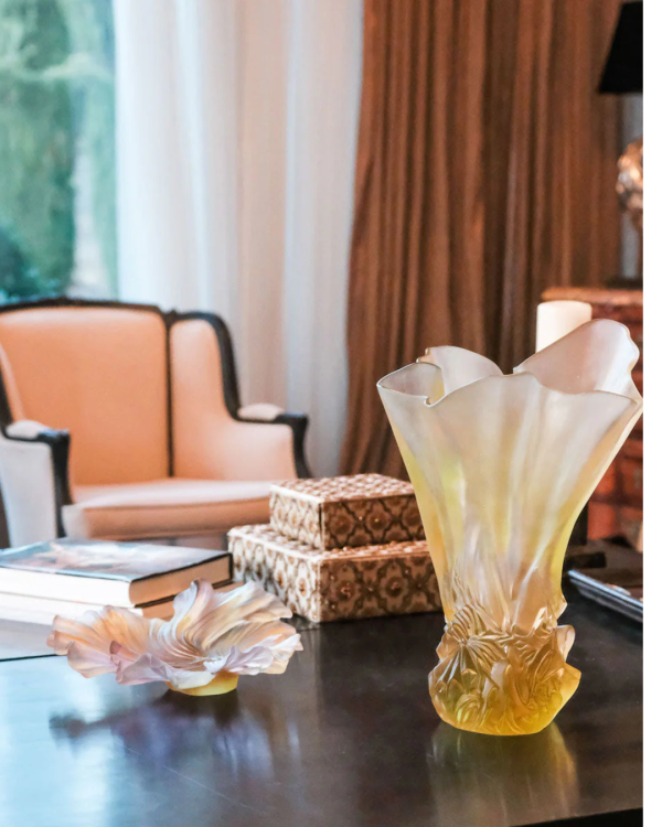 Medium Pink Green Pleated Vase Croisiere