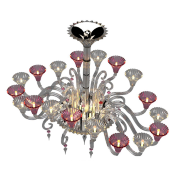 MILE NUITS CHANDELIER CEI 18L OVAL CLEAR AND PINK