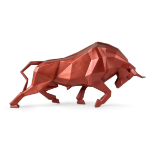 Bull Sculpture. Metallic red
