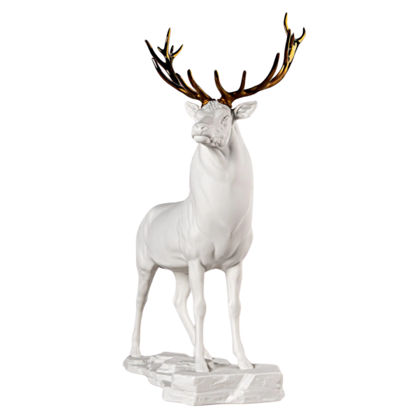 Deer Sculpture. White-copper