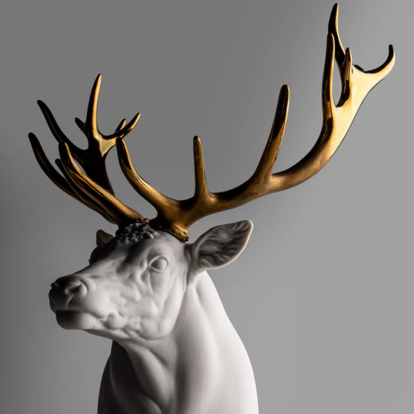 Deer Sculpture. White-copper