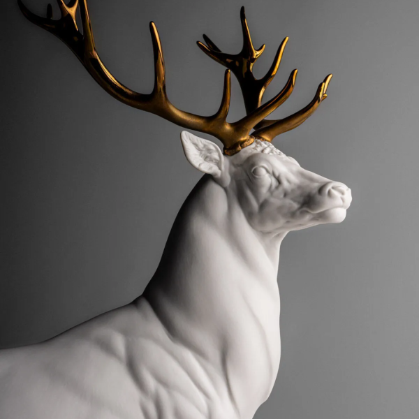 Deer Sculpture. White-copper