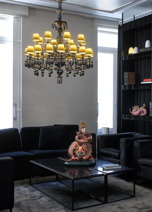 Belle de Nuit 24 Lights Chandelier. Absolute Black (CE/UK/CCC)