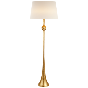 Dover Floor Lamp in Gild with Linen Shade