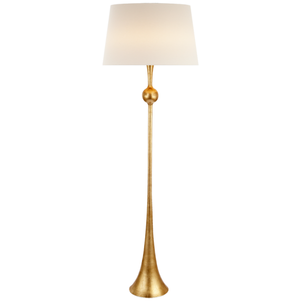 Dover Floor Lamp in Gild with Linen Shade