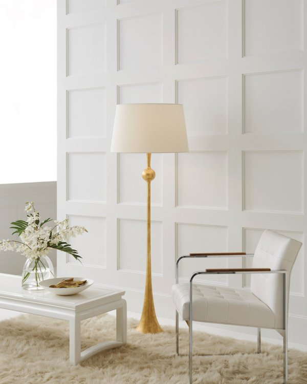 Dover Floor Lamp in Gild with Linen Shade
