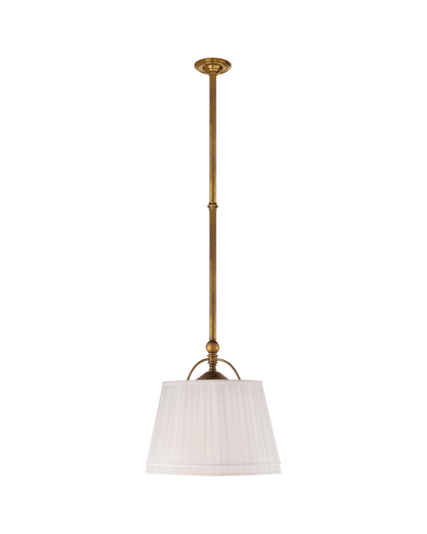 Sloane Single Shop Light in AntiqueBurnished Brass with Linen Shade