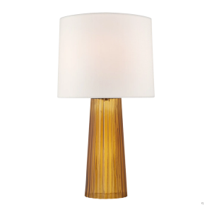 Danube Medium Table Lamp in Amber with Linen Shade