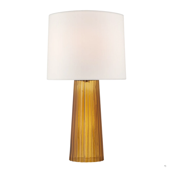 Danube Medium Table Lamp in Amber with Linen Shade