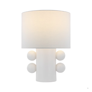 Tiglia Low Table Lamp in Plaster White with Linen Shade