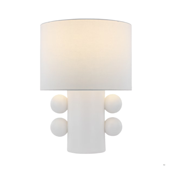 Tiglia Low Table Lamp in Plaster White with Linen Shade