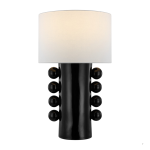 Tiglia Tall Table Lamp in Black with Linen Shade