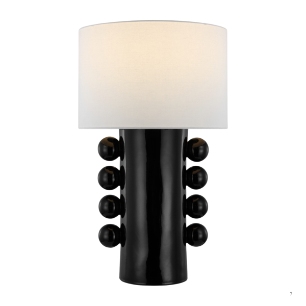 Tiglia Tall Table Lamp in Black with Linen Shade