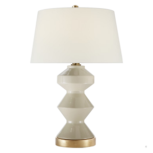 Weller Zig-Zag Table Lamp in Coconut with Linen Shade
