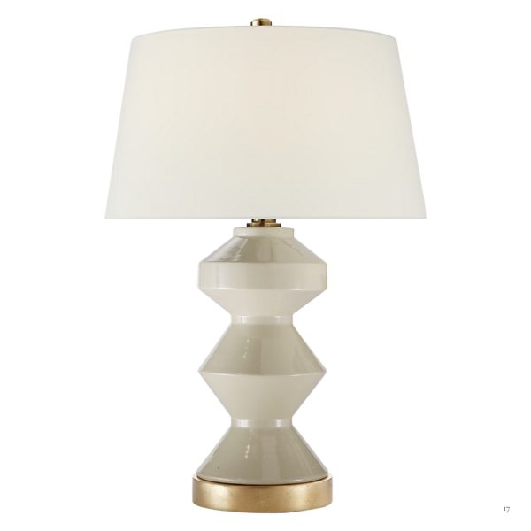 Weller Zig-Zag Table Lamp in Coconut with Linen Shade