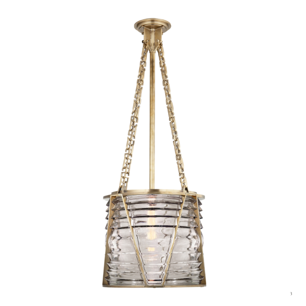 Chatham Large Lantern in Natural Brass with Clear Glass